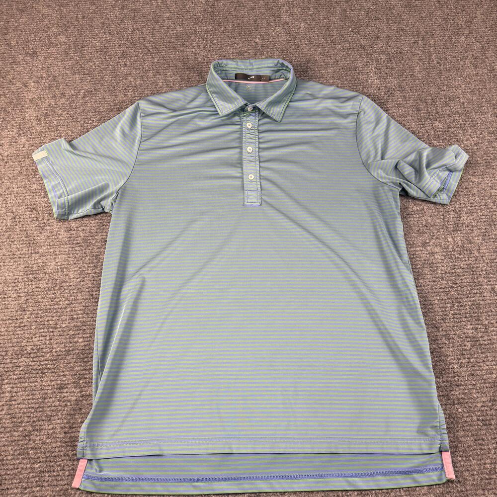 RLX Ralph Lauren Golf Polo Shirt Mens Large Blue Green Performance Stretch